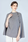 FennySun Women Knitted Fabric Slim Cut Double-Row Snap Button Design Poncho